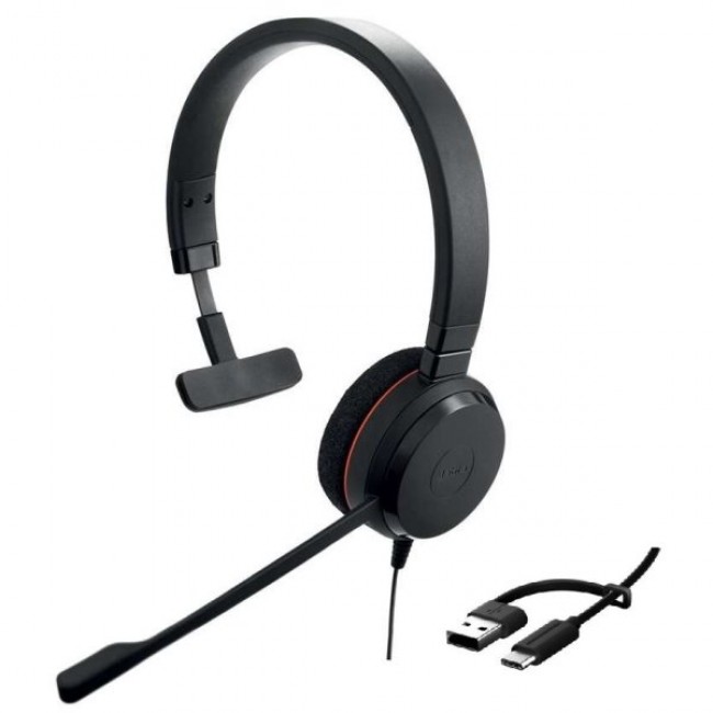 Jabra Evolve 20 USB-C/A MS Mono – моно USB слушалка с микрофон и Microsoft Teams сертификация Jabra Evolve 20 USB-C/A MS Mono – моно USB слушалка с микрофон и Microsoft Teams сертификация