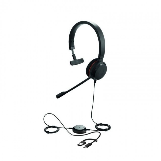 Jabra Evolve 20 UC Mono USB-C/A жична моно слушалка Jabra Evolve 20 UC Mono USB-C/A жична моно слушалка