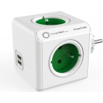 DesignNest PowerCube Original 1202GN разклонител с 4 гнезда и 2 USB порта, зелен DesignNest PowerCube Original 1202GN разклонител с 4 гнезда и 2 USB порта, зелен