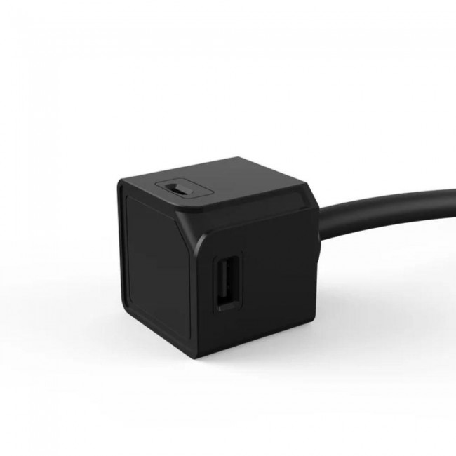 DesignNest USBcube Extended 10896BK USB разклонител, 4 гнезда, USB A+C, 3 м кабел, черен
