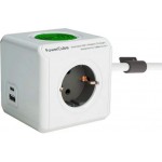 DesignNest PowerCube Extended 11092 – разклонител с безжично зарядно, 3 гнезда, USB-A и USB-C, кабел 1,5 м