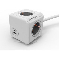 DesignNest PowerCube Extended 10435 разклонител с 4 гнезда, USB-A и USB-C, кабел 1,5 m
