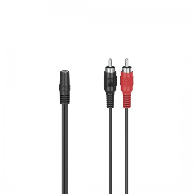 HAMA 205186 аудио адаптер, 3.5 mm жак женско към 2 x Чинч мъжко, 0.12 м, черен