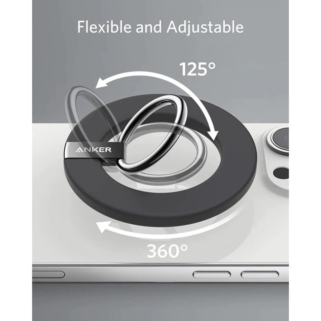 Anker 610 Magnetic Phone Grip (MagGo) – магнитен пръстен с поставка за iPhone с MagSafe, черен Anker 610 Magnetic Phone Grip (MagGo) – магнитен пръстен с поставка за iPhone с MagSafe, черен