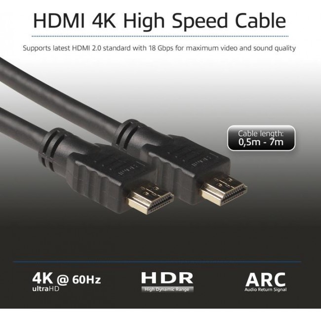 ACT AK3902 HDMI High Speed кабел v2.0, HDMI-A мъжки към HDMI-A мъжки, 2 m ACT AK3902 HDMI High Speed кабел v2.0, HDMI-A мъжки към HDMI-A мъжки, 2 m