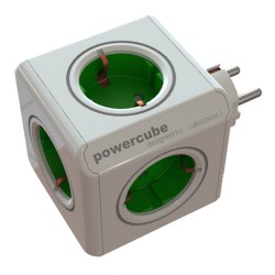 DesignNest PowerCube Original 1100GN разклонител, 5 гнезда, зелен
