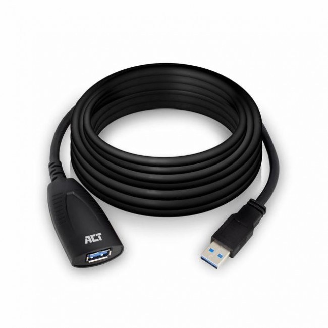 ACT AC6105 активен USB 3.2 Gen1 удължителен кабел USB-A, 5 м, 5 Gbps, с опция за външно захранване