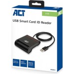 ACT AC6015 четец за смарт карти и електронна идентификация, USB 2.0, черен ACT AC6015 четец за смарт карти и електронна идентификация, USB 2.0, черен