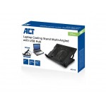 ACT AC8110 охлаждаща поставка за лаптоп с вентилатор, 5 степени и 2-портов USB 2.0 хъб