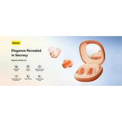 Baseus AirNora 2 безжични TWS слушалки Bluetooth 5.3, ANC -42 dB, 30 часа, оранжеви