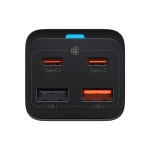 Baseus GaN 3 Pro Charger 65W QC4.0+ (CCGP040-101) – мрежово зарядно с 2xUSB-A, 2xUSB-C и USB-C кабел, черно Baseus GaN 3 Pro Charger 65W QC4.0+ (CCGP040-101) – мрежово зарядно с 2xUSB-A, 2xUSB-C и USB-C кабел, черно