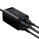 Baseus GaN 3 Pro Charger 65W QC4.0+ (CCGP040-101) – мрежово зарядно с 2xUSB-A, 2xUSB-C и USB-C кабел, черно Baseus GaN 3 Pro Charger 65W QC4.0+ (CCGP040-101) – мрежово зарядно с 2xUSB-A, 2xUSB-C и USB-C кабел, черно