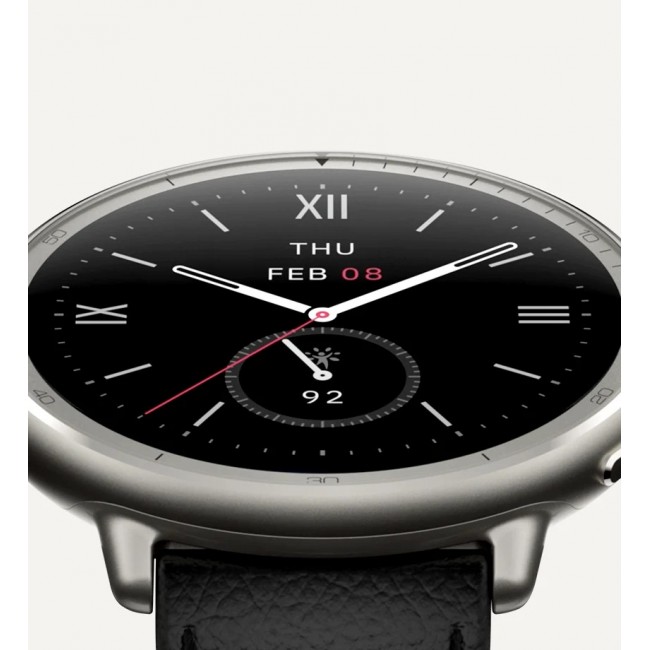Amazfit Active 2 Premium смарт часовник, 44 мм, 1,32″ AMOLED, кожена каишка, черен