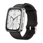 Amazfit Active 2 Square NFC смарт часовник с кожена каишка, черен