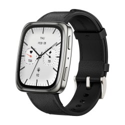 Amazfit Active 2 Square NFC смарт часовник с кожена каишка, черен