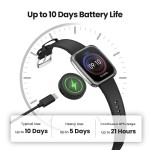 Amazfit Active 2 Square NFC смарт часовник с кожена каишка, черен