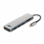 ACT AC7050 USB-C 6-в-1 хъб с 3 USB-A, SD, microSD и 85W Power Delivery, алуминиев