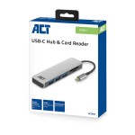 ACT AC7050 USB-C 6-в-1 хъб с 3 USB-A, SD, microSD и 85W Power Delivery, алуминиев