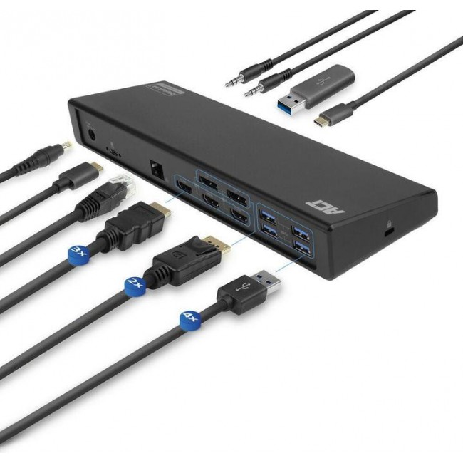 ACT AC7048 USB-C докинг станция DisplayLink, 3× 4K, 100W PD, HDMI/DisplayPort ACT AC7048 USB-C докинг станция DisplayLink, 3× 4K, 100W PD, HDMI/DisplayPort