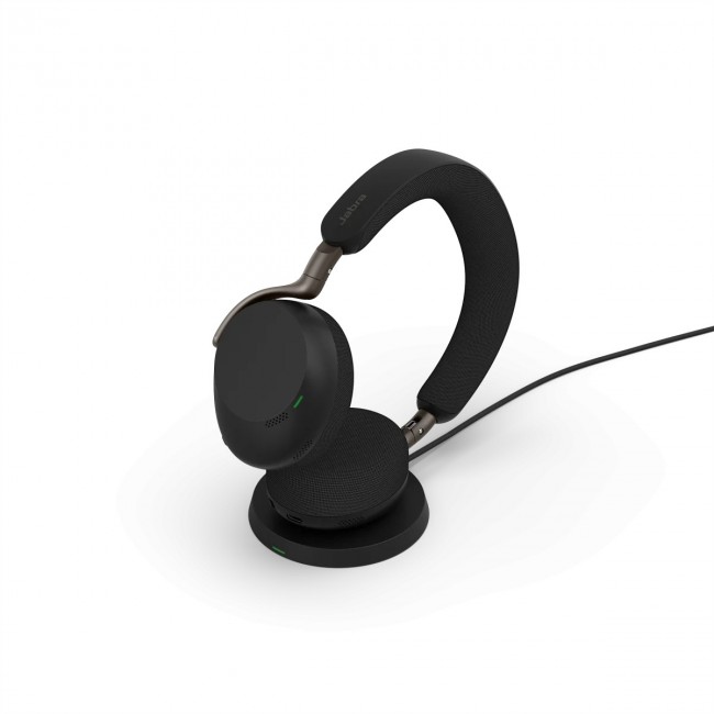 Jabra Evolve3 75 UC безжични on-ear слушалки с Link 390a и безжична зарядна подложка, черни Jabra Evolve3 75 UC безжични on-ear слушалки с Link 390a и безжична зарядна подложка, черни