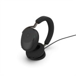 Jabra Evolve3 85 MS, Link390a, USB-A, WLC, черни безжични over-ear слушалки
