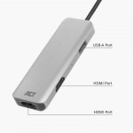 ACT AC7013 USB-C хъб 2x HDMI + 1x USB-A Multiport адаптер, 4K, MST, 12 см