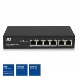 ACT AC4430 6-портов мрежов PoE+ суич, 10/100 Mbps, 4x PoE+