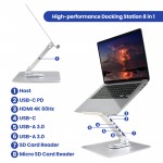 Ewent EW1269 алуминиева стойка за лаптоп със 7-в-1 USB-C докинг станция и 360° въртене Ewent EW1269 алуминиева стойка за лаптоп със 7-в-1 USB-C докинг станция и 360° въртене