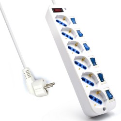 Ewent EW3932-5M разклонител с 6 Schuko контакта, индивидуални превключватели, 5 м кабел и защита от претоварване