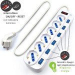 Ewent EW3932-5M разклонител с 6 Schuko контакта, индивидуални превключватели, 5 м кабел и защита от претоварване