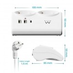 Ewent EW3870 настолен разклонител с 2 контакта Schuko и 3 USB порта, USB-A и USB-C PD/QC 3.0 до 20 W Ewent EW3870 настолен разклонител с 2 контакта Schuko и 3 USB порта, USB-A и USB-C PD/QC 3.0 до 20 W