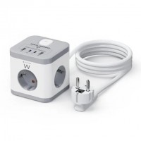 Ewent EW3863 Power Tower разклонител с 3 гнезда, 2 USB-A и 2 USB-C PD/QC 3.0 порта