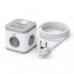 Ewent EW3863 Power Tower разклонител с 3 гнезда, 2 USB-A и 2 USB-C PD/QC 3.0 порта