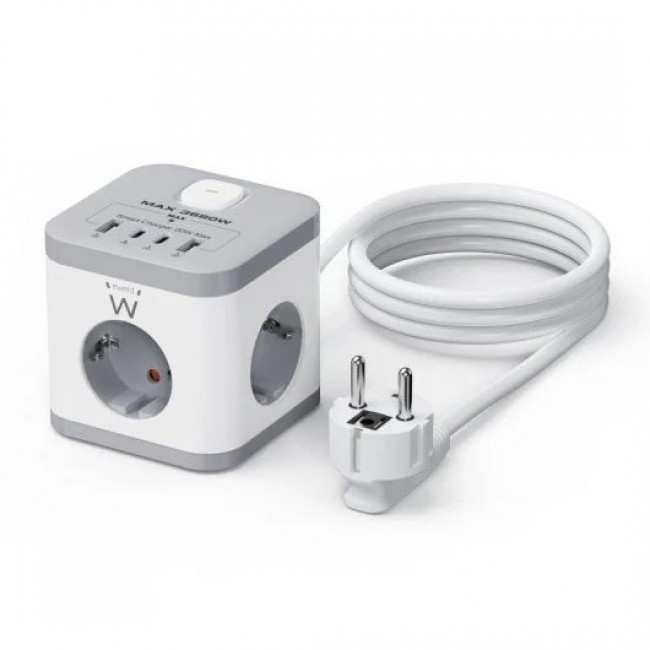 Ewent EW3863 Power Tower разклонител с 3 гнезда, 2 USB-A и 2 USB-C PD/QC 3.0 порта Ewent EW3863 Power Tower разклонител с 3 гнезда, 2 USB-A и 2 USB-C PD/QC 3.0 порта