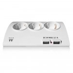 Ewent EW3935 настолен разклонител с 5 гнезда, 2 USB-A порта и ON/OFF бутон Ewent EW3935 настолен разклонител с 5 гнезда, 2 USB-A порта и ON/OFF бутон