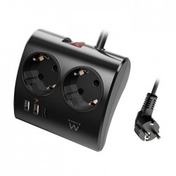 Ewent EW3871 настолен разклонител с 2 Schuko контакта, 2 USB-A и USB-C PD 20 W