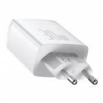 Baseus Compact Quick CCXJ-E02 мрежово зарядно устройство с 2×USB-A и USB-C, 30W, бяло Baseus Compact Quick CCXJ-E02 мрежово зарядно устройство с 2×USB-A и USB-C, 30W, бяло