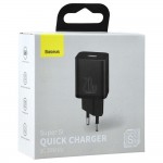 Baseus Super Si CCSUP-B01 зарядно устройство 20W с USB-C, черно Baseus Super Si CCSUP-B01 зарядно устройство 20W с USB-C, черно