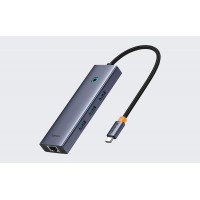 Baseus UltraJoy Series 4-Port HUB B0005280A813-00 USB-C хъб с 3x USB 3.0 и Gigabit Ethernet, сив