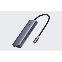Baseus UltraJoy Series 4-Port HUB B0005280A813-00 USB-C хъб с 3x USB 3.0 и Gigabit Ethernet, сив