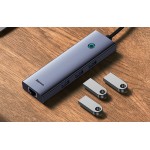 Baseus UltraJoy Series 4-Port HUB B0005280A813-00 USB-C хъб с 3x USB 3.0 и Gigabit Ethernet, сив Baseus UltraJoy Series 4-Port HUB B0005280A813-00 USB-C хъб с 3x USB 3.0 и Gigabit Ethernet, сив