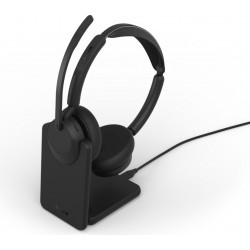 Jabra Evolve3 45 Stereo безжични стерео слушалки със стойка, ANC, LINK 390c, UC, черни