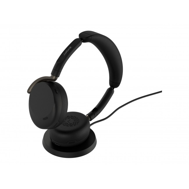 Jabra Evolve3 65 Flex UC безжични стерео слушалки с ANC, WLC зарядна подложка и LINK 390c USB-C, черни Jabra Evolve3 65 Flex UC безжични стерео слушалки с ANC, WLC зарядна подложка и LINK 390c USB-C, черни