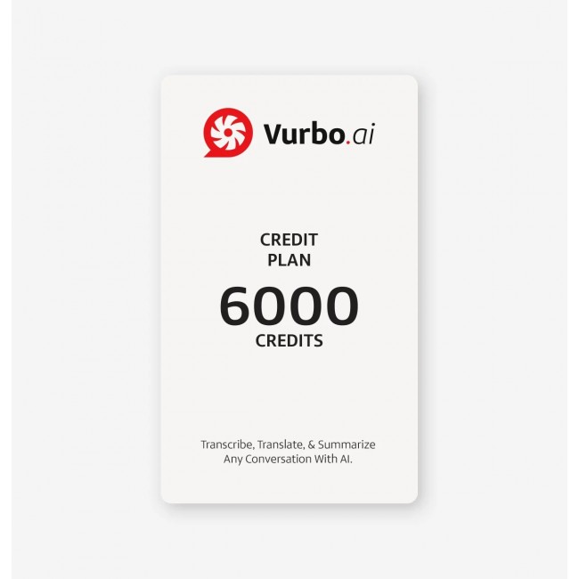 Vurbo.ai Pay-as-you-go Prepaid Pack (6000 Credits - Digital License) – предплатен пакет с 6000 кредита Vurbo.ai Pay-as-you-go Prepaid Pack (6000 Credits - Digital License) – предплатен пакет с 6000 кредита