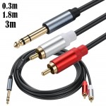 [100057] Y Splitter, 6,35mm към Dual RCA Audio Кабел