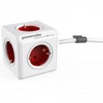 [1304-DEEUPC] DesignNest PowerCube Extended(1304/1307), удължител с разклонител, 3м, червен (8718444083184)