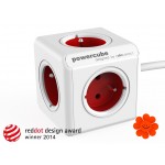[1304-DEEUPC] DesignNest PowerCube Extended(1304/1307), удължител с разклонител, 3м, червен (8718444083184)