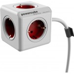 [1304-DEEUPC] DesignNest PowerCube Extended(1304/1307), удължител с разклонител, 3м, червен (8718444083184)